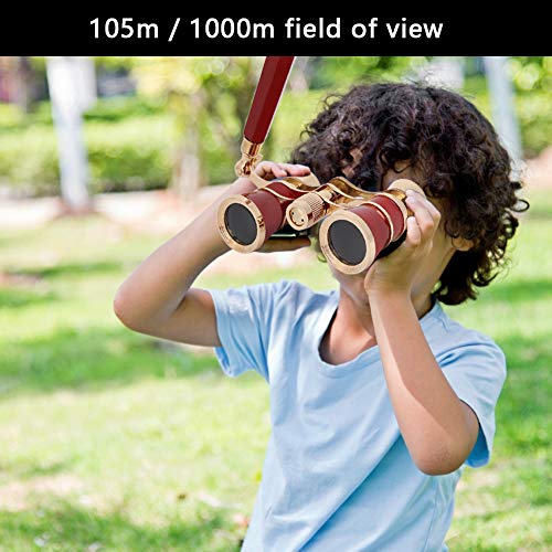 Opera Glasses Binoculars 3X25 Theater BK7 Optical Glass Portable Telescope Adults Kids Women in Musical Concerts Theater Cinema (Red)