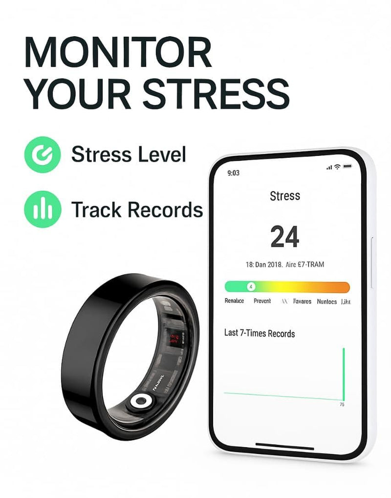 Smart Ring for Women & Men - Heart Rate, Blood Oxygen, Sleep Tracker | Waterproof IP68 | 12-Day Battery | Heart Rate, Steps, Calories Monitor | Comfort Fit Wearable Tech Accessory Ring Gold 11