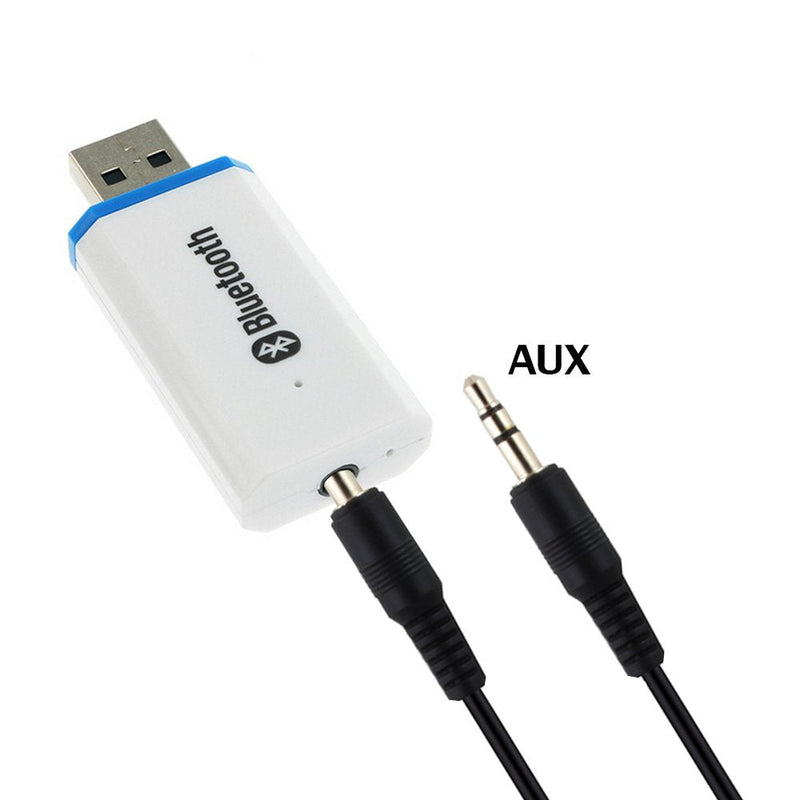 USB Bluetooth Receiver Adapter,Wireless Audio Adapter, Car Kit Music Receiver Bluetooth Car Adapter Home/Car Stereo Sound System,Portable Speskers,(Aux in) with 3.5mm Cable (Yet-M1). white