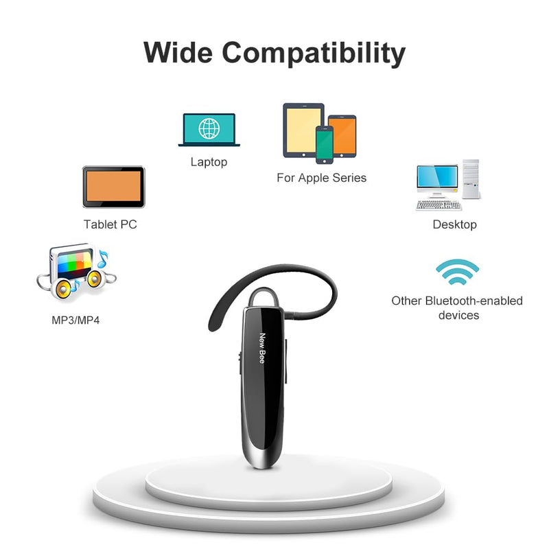 [AUSTRALIA] - [2 Pack] Bluetooth Earpiece Wireless Handsfree Headset V5.0 24 Hrs Driving with Mic 60 Days Standby Bluetooth Headset for iPhone Android Samsung Driver Black 