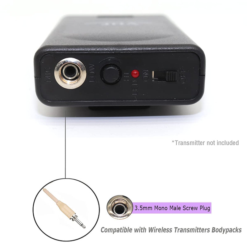 [AUSTRALIA] - Single Ear Headset Microphone Earset Headworn Mic for Wireless System Bodypack Transmitter with 1.2m Cable and Windscreen 3.5mm Mono Male Screw Plug 