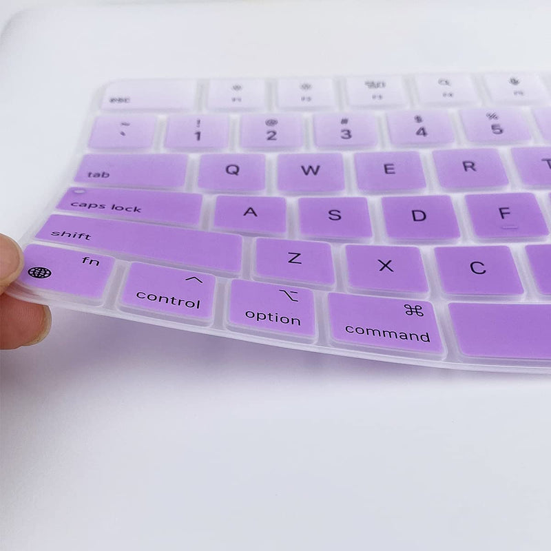 Keyboard Cover for Apple iMac 24 Inch Magic Keyboard Cover with Touch ID, Thinnest Keyboard Skin for 2022 2021 iMac 24 Model A2449 A2450, iMac Magic M1 Chip Keyboard Accessories-Glpurple Gradualpurple