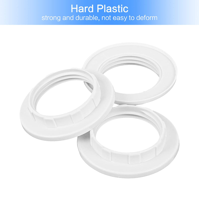 Haisheng Pack of 15 Screw Ring E14 White Lamp Holder Lock Thread Ring Replacement Ring Plastic E14 Socket Screw Ring Lamp Holder Lampshade Ring Set for Lamps Shade and Glass Elements (White)
