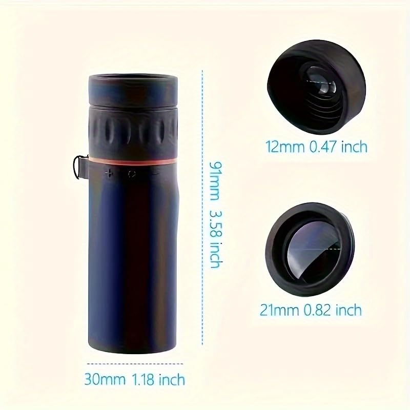 10X25 High Magnification Monocular Telescope - Durable Rubber Lightweight Design, Fixed Focus, Ergonomic Grip - Suitable for Hiking, Camping, Birdwatching, Hunting, Fishing (Black)