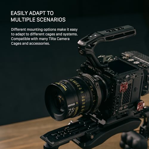 Tilta Xeno Top Handle for Filmmakers & Cameras - Titanium Gray | Aluminum Alloy and Silicone Build | 1/4″-20 w/Locating Points | Safety Release Pin | Comfortable Handling (Cold Shoe) Cold Shoe