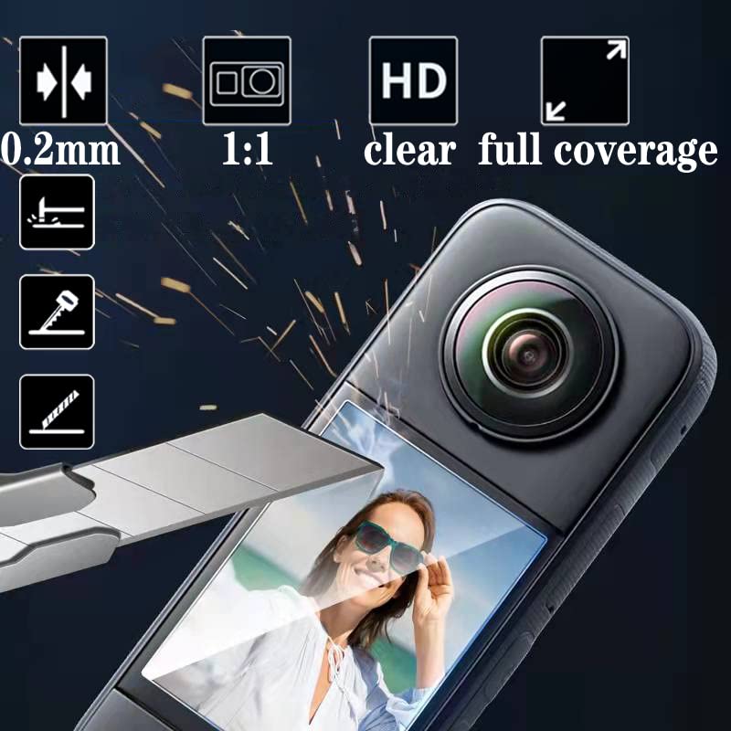 Sticky Lens Guard Set Silicone Case Screen Protector for Insta360 X3 X 3 Accessories Kit Anti-scratch Tempered Glass Protective Film Soft Bag Sleeve Cover