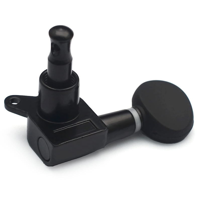 SAPHUE 2R2L Ukulele Tuning Pegs Parts,Small oval Concave Button Sealed-gear String Tuners Tuning Pegs key Machine Heads for Ukulele (Black) Black