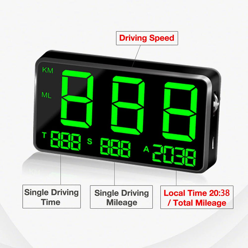 [AUSTRALIA] - HUD Original Universal GPS Head Up Display Speedometer Odometer Car Digital Speed Display MPH Over Speed Alarm Car Clock for All Vehicles C60S/C80/C90 
