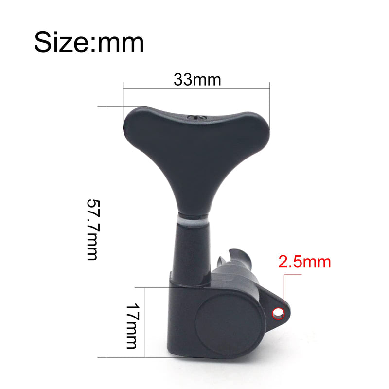 MAXCHEER Guitar Bass Tuners Bass Guitar Tuning Keys,Ratio Headstock Sealed Machine Head Replacement for Electric Jazz Bass or Precision Instruments 1:19(4R) black