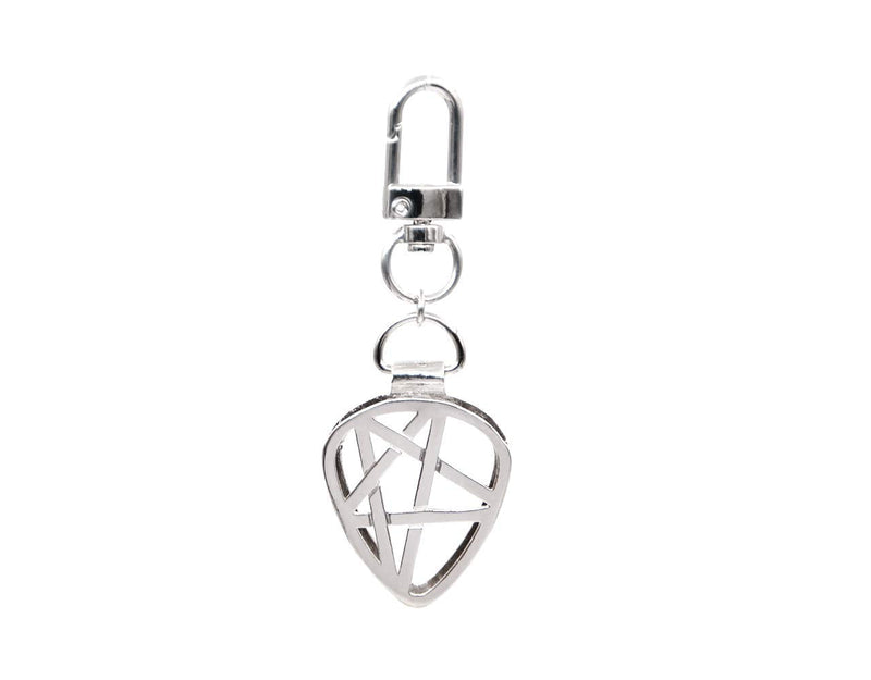 Star Shaped Guitar Pick Holder Keychain for Guitarists (Silver) Silver