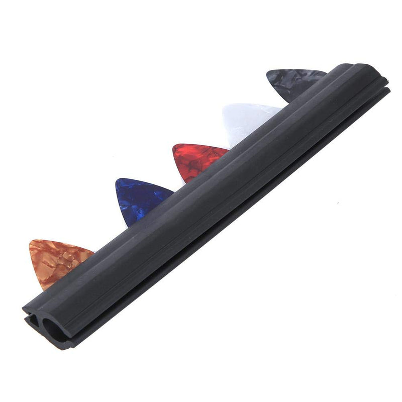 Guitar Picks Holder Clamp Clip Rubber Microphone Stand Pickholder with 5Pcs Picks for Guitar Accessory