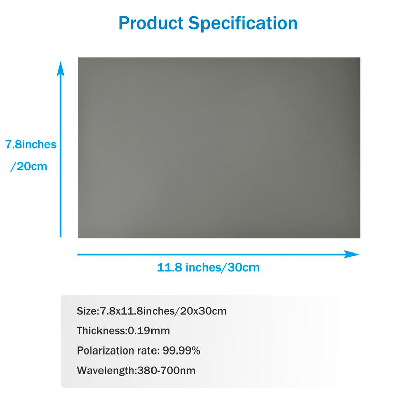Polarized Film Sheets 3 PCS 7.8 x11.8inches/20x30cm Polarizer Linear Polarizing Filter Non-Adhesive for Educational Physics Photography Lighting