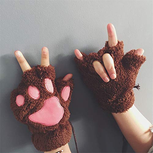 USB 2.0 Powered Stripes Heating Pattern Knitting Wool Cute Heated Paw Gloves Fingerless Hands Warmer 3 Pack Brown+pink+purple