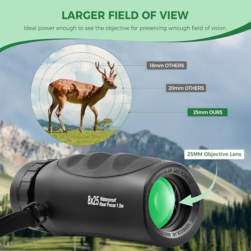 Astromania Monocular Telescope Waterproof Compact Monocular for Adults 8x25