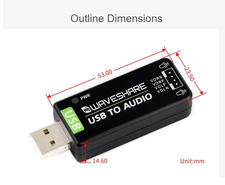 USB Sound Card with 8Ω 5W Speaker for Raspberry Pi/Jetson Nano | USB to Audio Adapter, Recording and Playback, Stereo Codec Onboard Microphone and Speaker Header, Driver-Free, Plug and Play