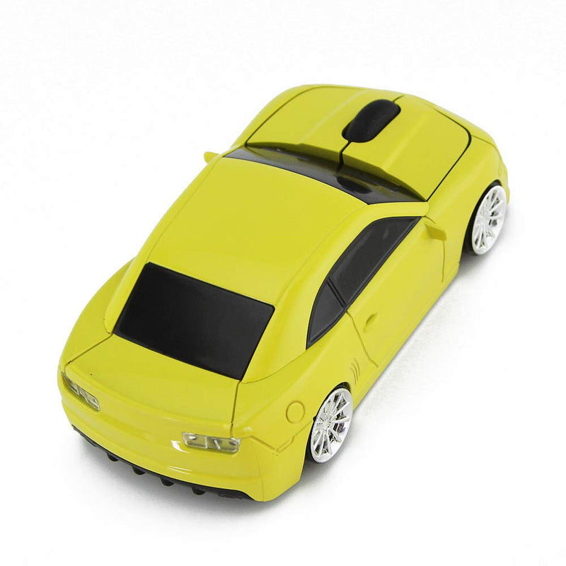 Ai5G for CL Car Mouse Wireless Sport Car Shape Mouse Laptop Desktop Computer Mouse Optical Mice with 2.4GHz Nano USB LED Headlight (Yellow) Yellow