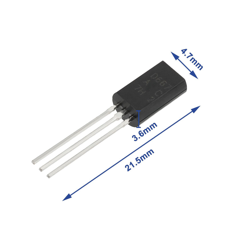 OTOTEC 10 Pairs 3-Pin PNP Silicon Transistors Kit 2SB647AC 2SD667AC B647A D667A Replacement Electrical Components Transistors Black