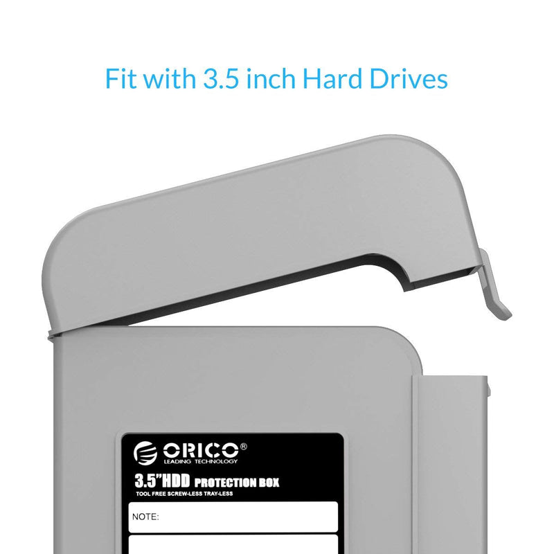 ORICO 5 Packs 3.5inch Hard Drive Case Protective Box Storage Case Cover Organization Shell for Shockproof Slashproof and Dustproof for Gray-PHI-5S PHI-GY 3.5 inch
