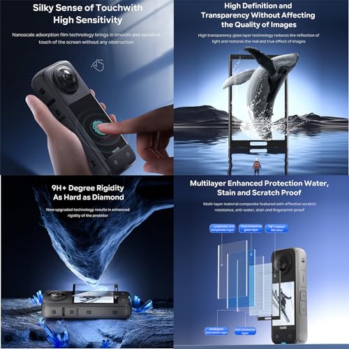 Insta 360 X4 Aluminum Metal Frame Cage Mount Clamp with Silicone Lens Cap Screen Protector for Insta360 X4 X 4 Camera Accessories Kit Multi-use Adapter Case Bag Anti-Scratch Hard Film Cover
