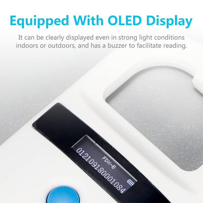 Dog Microchip Reader, Pet Microchip Scanner with OLED Display Screen, Pet Chip ID Scanner Supports FDX-B (ISO11784/11785) and EMID Microchips, for Animal Management