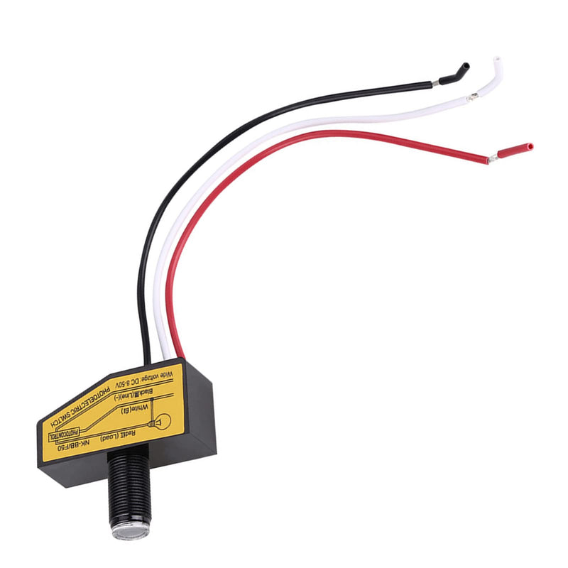 12 V Light Sensor, Twilight Switch 12 V, 12 V, 24 V, 36 V, 48 V Photocell Switch, Mini Light Switch Sensor, Dusk Control Until Dawn, Automatic On and Off, 8 V to 50 V