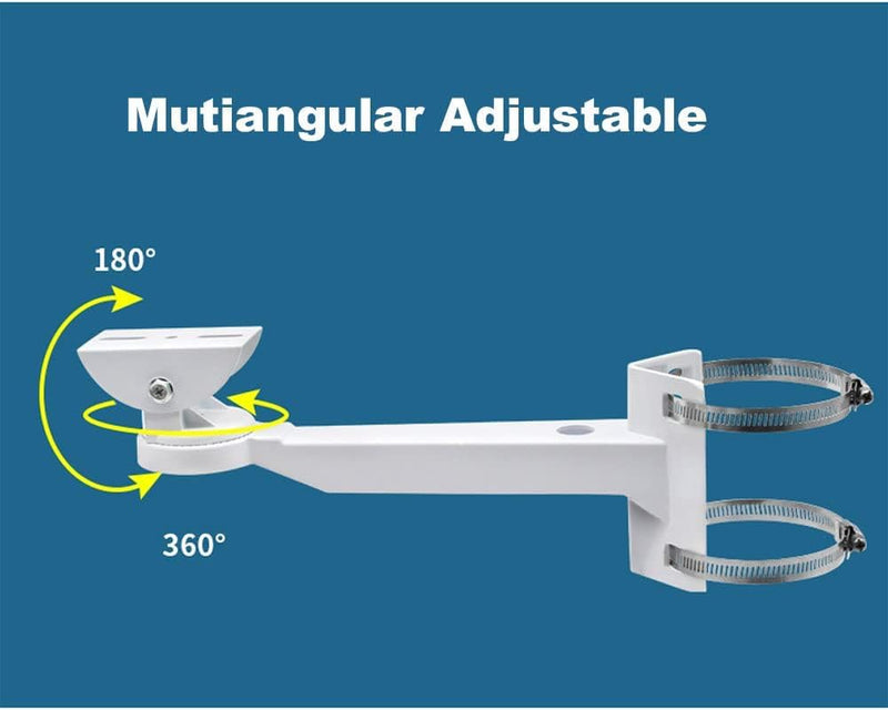 [AUSTRALIA] - 11.8" Heavy Duty Pole Mount Camera Bracket - 2 Stainless Steel Hose Clamps & L - Adapter, Indoor Outdoor for Small Business & Home CAM-MNT-11.8IN-PM-STD 