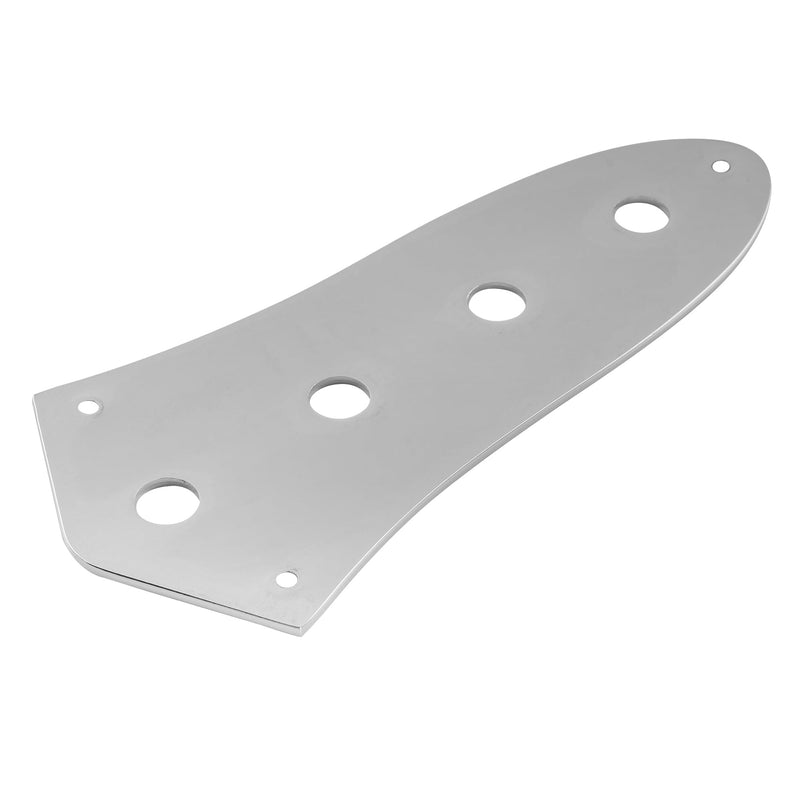 Musiclily Pro Steel 4-Hole Jazz Bass Control Plate J Bass Control Plate with 10mm (25/64") CTS Pot Holes for Jazz Bass Electric Bass Guitar, Chrome