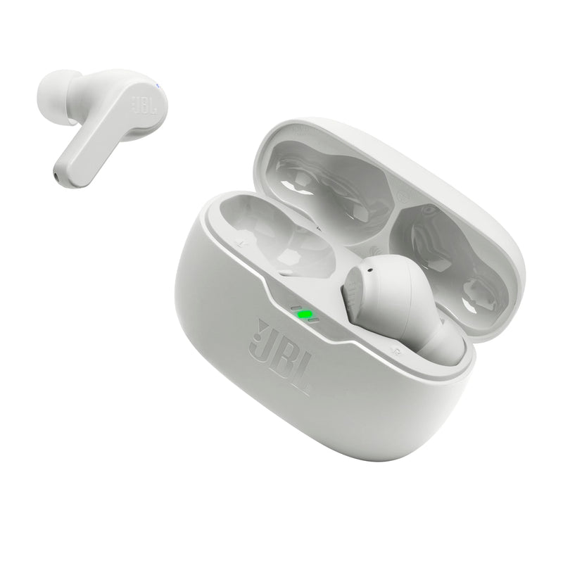 JBL Vibe Beam - True Wireless Earbuds - White | JBL Deep Bass Sound, Comfortable fit, Up to 32 8h 24h total hours of battery life with speed charging