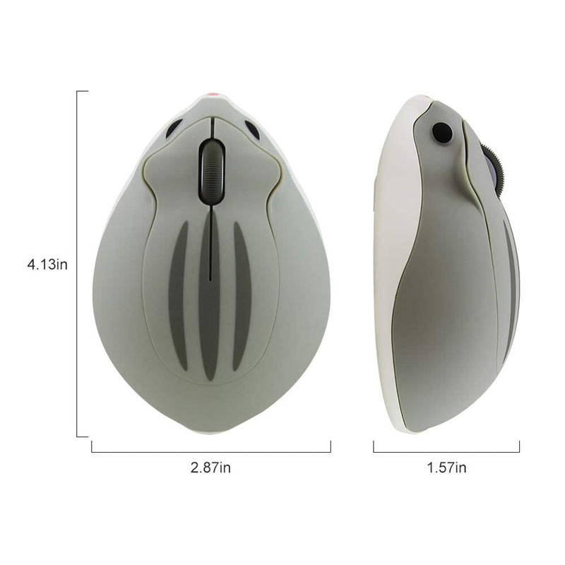 2.4GHz Wireless Mouse Cute Hamster Shape Less Noice Portable Mobile Optical 1200DPI USB Mice Cordless Mouse for PC Laptop Computer Notebook MacBook Kids Girl Gift (Gray) Gray