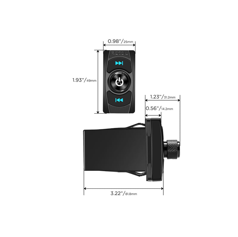 RECOIL BTR-13 Bluetooth Audio Controller Carling Style Switch IPX6 | Waterproof 24-bit HD, Bluetooth 5.1 APTX-HD, Aux Input for UTV ATV Marine Truck Car
