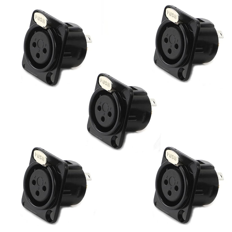 XLR Female Jack 3 Pin Panel Mount Jacks, XLR Female Socket Audio Speaker Microphone Connector 8Pcs,Black Metal Housing.