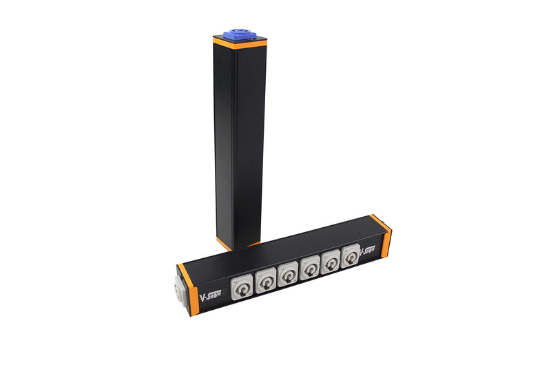 V-Show 6 Port Powercon Power Distribution Output Box, Black Stage Light Accessory （1pc PPB06