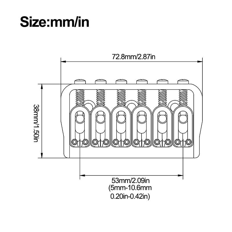 [AUSTRALIA] - MAXCHEER 6 String Guitar Fixed Bridge 72.8x38MM-10.6– Metal Hardtail Bridges Replacement Part for Electric Guitar (Chrome, 72.8mm) Chrome 