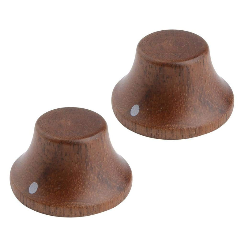 KAISH 4-Pack Wood Knobs LP/Strat Style Bell Knobs Guitar Bass Top Hat Wood Knob with Indicator Dot Walnut Wood Pack of 4