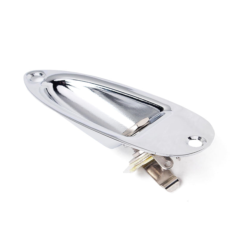 Boat style 1/4 inch Guitar Input Jack Socket Plate Output Loaded parts Guitar Strat jack for Fender Stratocaster Strat St Mono for Electric Guitar Replacement Parts (Chrome) Chrome