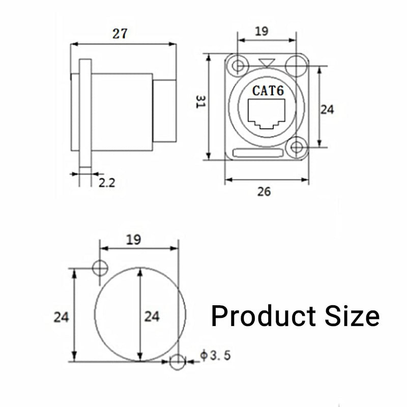 PENGLIN 10PCS D-Type RJ45 Coupler, Shielded RJ45 Panel Mount Connector | Cat5/Cat5e/Cat6 & PoE Compatible,Dustproof & Wear Resistant,Versatile D-Type Mount Design,Minimize Signal Loss 10 PACK
