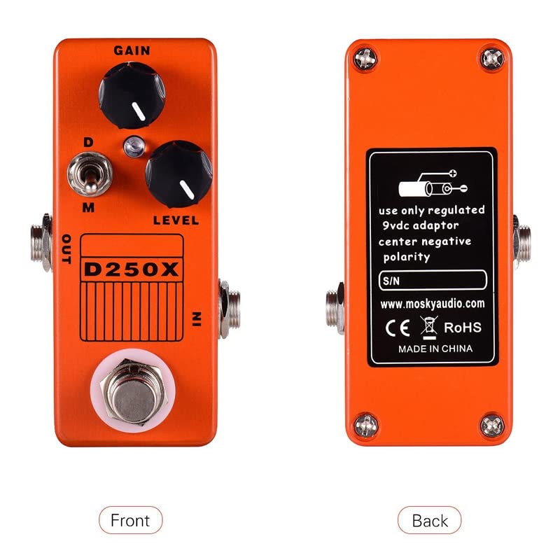 MOSKYAudio Mini Overdrive Preamp Pedal with True Bypass Switch (D250X)