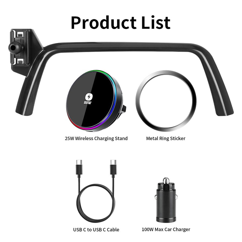 Qi2.2 Max 25W Fast Wireless Car Charger Phone Holder for Chevrolet Chevy Camaro 2016 2017 2018 2019 2020 2021 2022 2023 2024 Auto Accessories Magnetic Cell Phones Mount Compatible with MagSafe