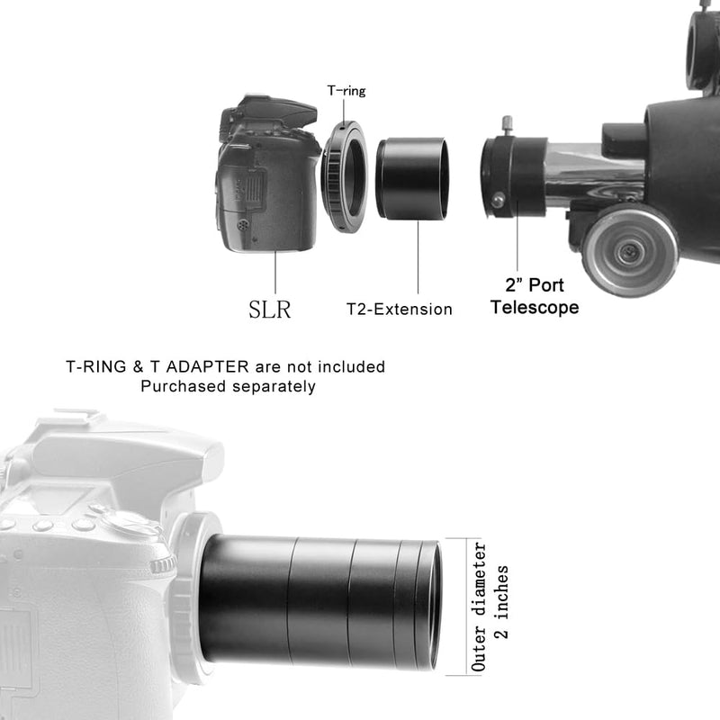 M48 2-Inch Extension Tube Kit — 5/7/15/20/30mm Rings — M48×0.75 Male & Female Threads — for DSLR/SLR Backfocus, Flatteners & Eyepieces — 5-Ring Set