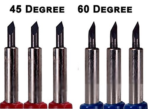 Combo 6-Pack Replacement Carbide Blades 3 Each 45 & 60 Degree Vinyl Sign Making Plotting Compatible with Roland Bridge Refine US Cutter combo