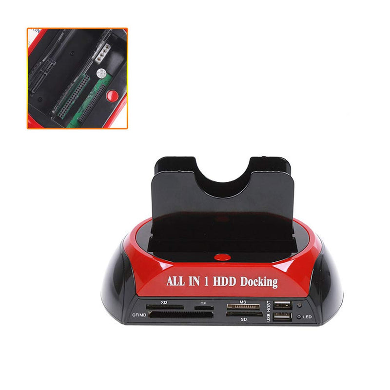 Multifunctional Hard Disk Base 2.5/3.5 inch IDE/SATA Mobile Hard Disk Base Dual-bay HDD Docking Station US Plug