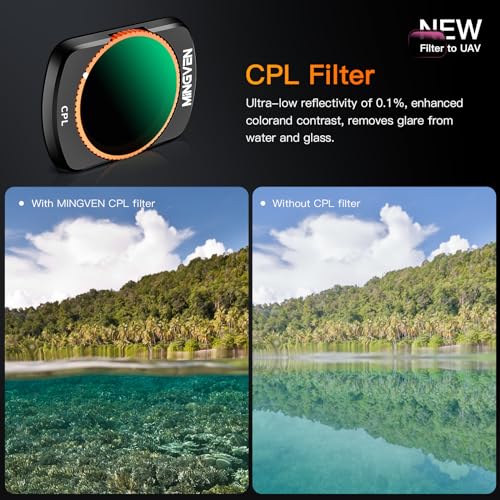 Osmo Pocket 4/3 Magnetic ND Filters Set + CPL Filter Compatible with DJI Osmo Pocket 4/Pocket 3/Xtra Muse Vlogging Camera Accessories - 6 Pack (CPL, ND8, ND16, ND32, ND64, ND128) CPL + 5 ND Filters
