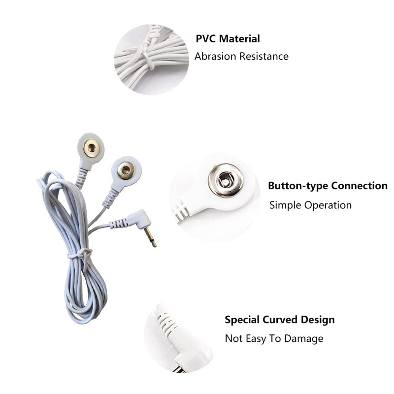 TENS Wire Cable Electrode Cable Cable for TENS Machines 2.5mm Male to 3.5mm Snap Lock 4 Pack