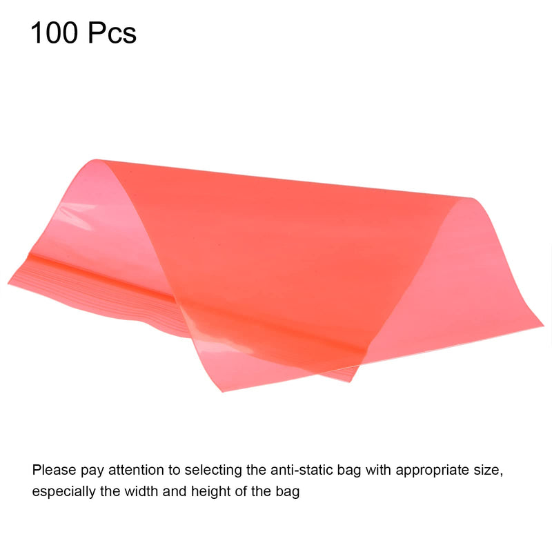 MECCANIXITY Anti Static Bags Shielding Bag 4x6inch(10x15cm) Red Transparent Resealable for Hard Drive HDD SSD 100pcs