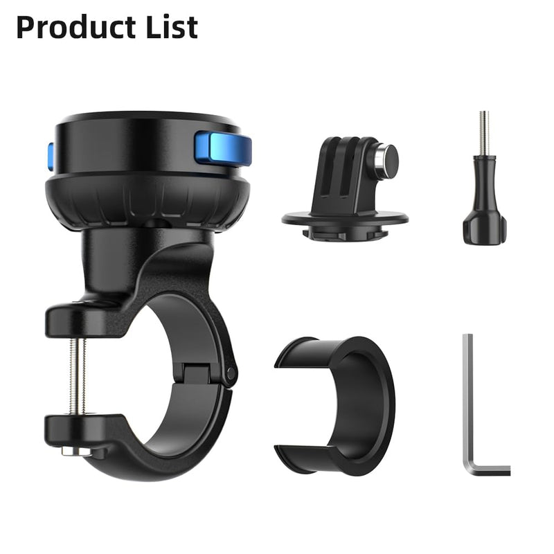 Magnetic Bike Bicycle Handlebar Mount, 360 Degree Rotation Motorcycle Handlebar Clamp Mount Compatible with GoPro Hero 13 12 11 10 Session DJI Action 6/5 Pro/4 and More Cameras