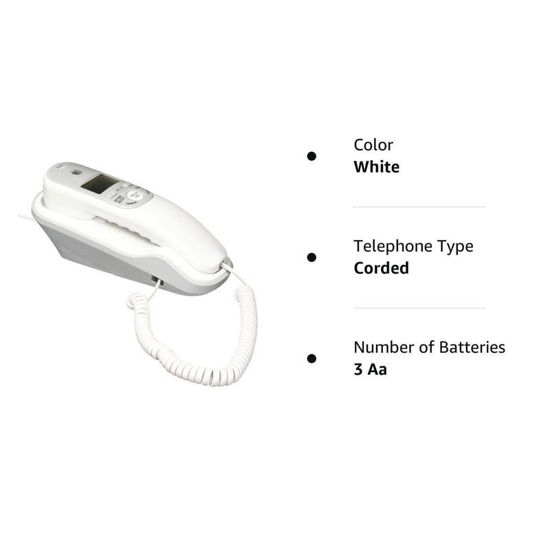 AT&T TR1909 Trimline Corded Phone with Caller ID, White