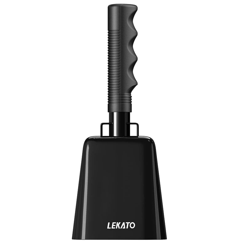 Cowbell Noise Makers with Handle, Cowbell for Sporting Events 8 Inch Cheering Steel Cow Bell for Football Games,Party, Concert, Graduation, School, Farm Ranch(Black) Black