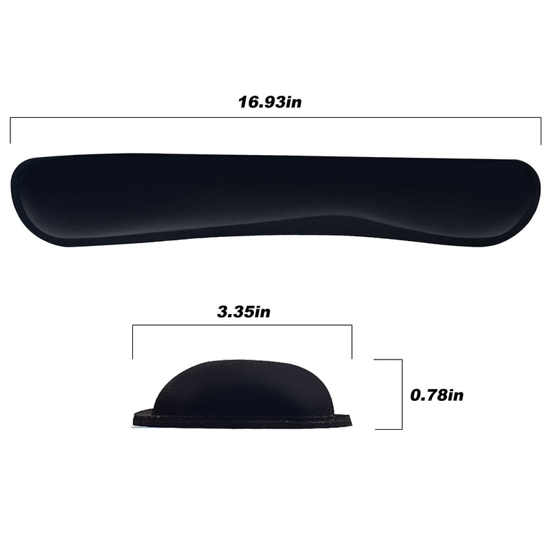 Xmaxbel Keyboard Wrist Rest, Memory Foam Wrist Pad for Keyboard, Keyboard Wrist Support Cushion with Nonslip Rubber Base and Ergonomic Design (Black), 16.93 x 3.35 x 0.78 inches