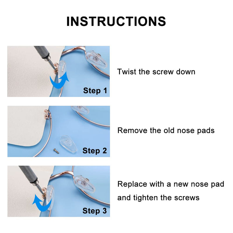Eyeglasses Nose Pads, Upgraded Soft Silicone Air Chamber Eyeglass Nose Pads, 6 Pairs of Screw-in 15mm Glasses Nose Pad Set with Screws and Micro Screwdriver