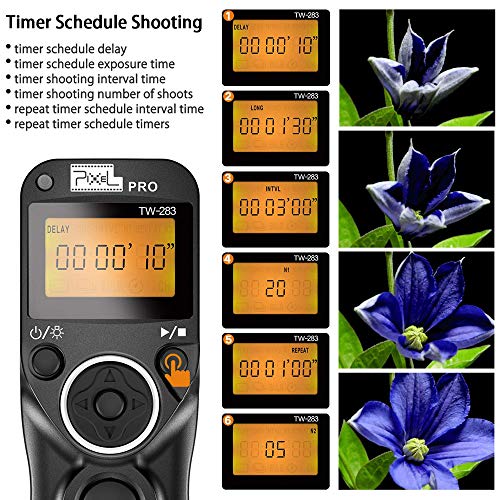Wireless Shutter Remote Compatible for Canon, Pixel TW-283 N3 Shutter Remote Control Wireless Remote Shutter Release Timer Compatible for Canon EOS 5D, 5D Mark II, 5D Mark III, 6D, 7D, 7D Mark II